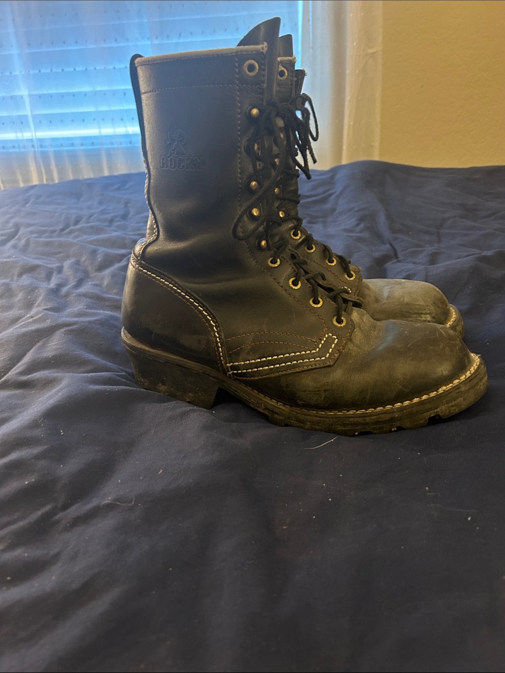 Rocky Black Lace-Up Men's Work Boots